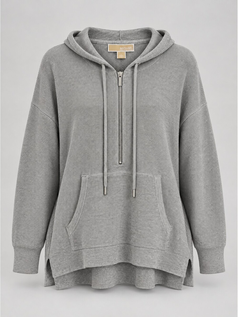 MICHAEL Michael Kors Women's L Gray Waffle Knit Full Zip Hoodie NWT